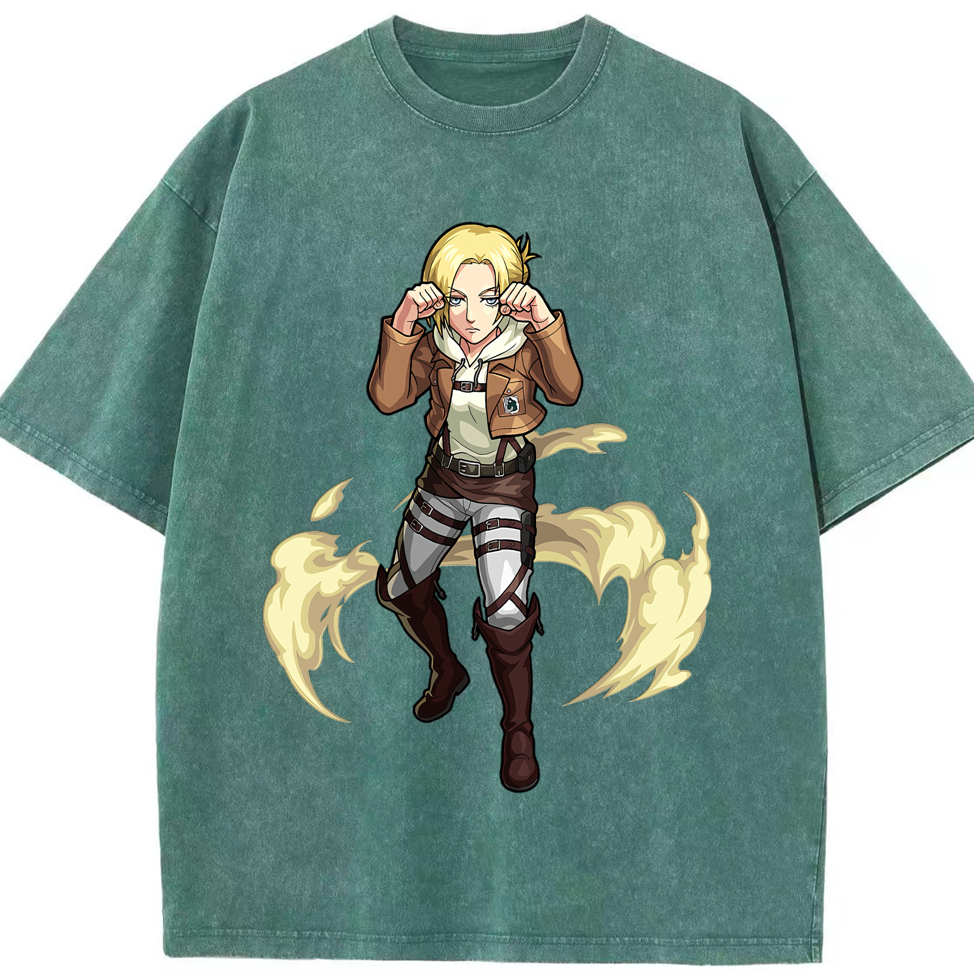 （画像用） 進撃の巨人 アニ・レオンハート Attack on Titan Annie Leonhart 綿100% ヴィンテージ風 半袖Tシャツ（フロントプリント）